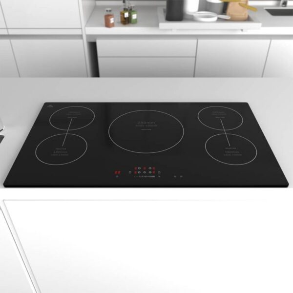 Evvoli Induction Hob 5 Burners Soft Touch Control With 9 Stage Power Setting 9700W IH905B