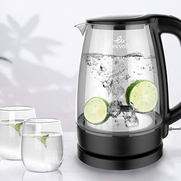 Evvoli Electric Kettle Glass Body 1.7L 2200W EVKA-KE17MB