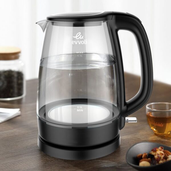 Evvoli Electric Kettle Glass Body 1.7L 2200W EVKA-KE17MB