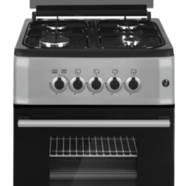 Hisense Cooker Free Standing 60 x 60cm 3 Gas Burners, 1 Electric Burner, Electric Oven, Glass Lid, Silver HF631GEES