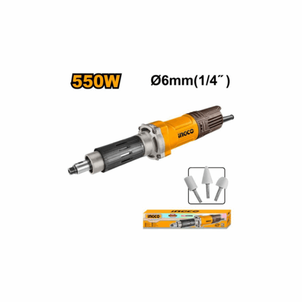 Ingco Die Grinder 550W With 1 Set Extra Carbon Brushes, 3pcs Mounted Points PDG5501