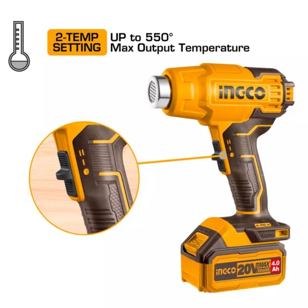 Ingco Lithium-Ion Cordless Heat Gun HGLI20025