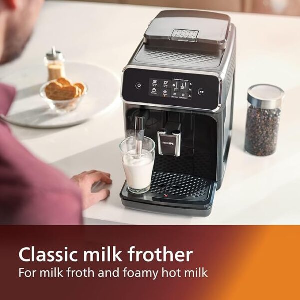 Philips Expresso Coffee Machine 1500W 1.8L Water Tank, Fully Automatic Espresso with Milk Frother. Dual Beverages options. Touch Display EP2220