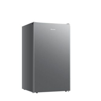 Hisense Refrigerator 90L Single Door, Separate Chiller, Removeable Glass Shelves, Low Noise, Energy Saving, Tempered Glass, Reversible Door, Sealed Crisper, Titanium Silver H125RTS