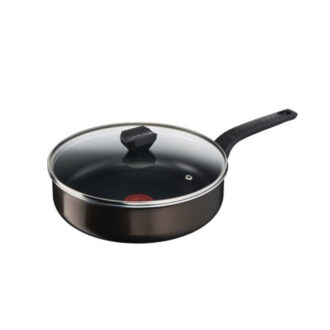 Tefal Easy Cook Sautepan 24CM + Lid Suitable for All Heat Sources Except Induction Non-Stick Coating Made in France B5543202