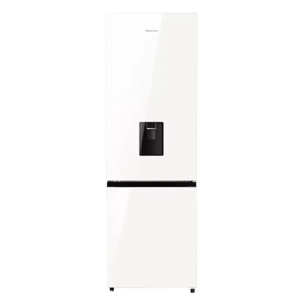HISENSE FRIDGE, Mirror Coloured Full White, Water Dispenser-Bottom Freezer, 351 Litres H450BDW-WD