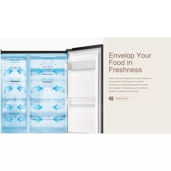 Hisense Side By Side Fridge Blue & White Glass 508L H670SDBL-WD