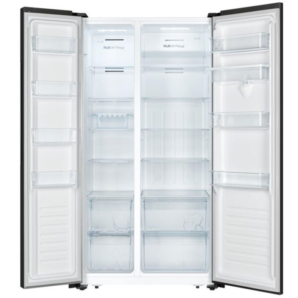 Hisense Refrigerator 504L Side by Side Door, Water Dispenser, LED Touch, Black Glass H670SMIB-WD