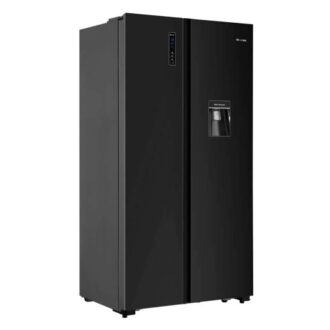 Hisense Refrigerator 504L Side by Side Door, Water Dispenser, LED Touch, Black Glass H670SMIB-WD