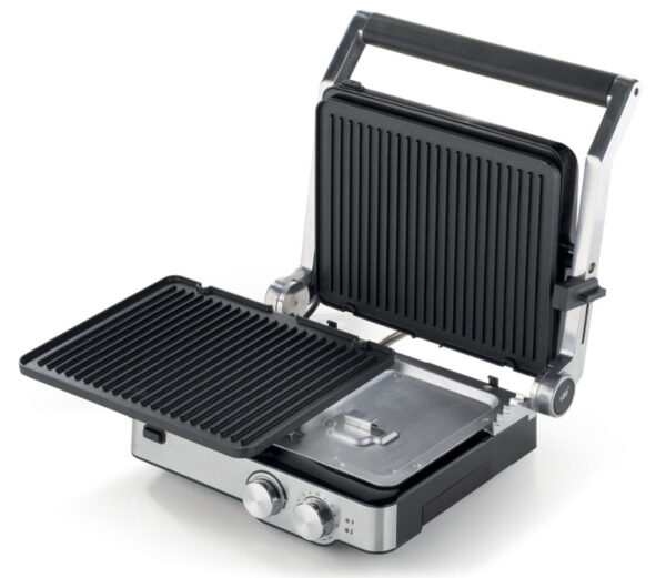 Kenwood Grill 2000W Contact Health Grill Panini Press with Variable Temperature Timer 3 Grill Positions for Panini Burger Sandwich Pizza Steak Chicken Fish Vegetables HGM80.000SS