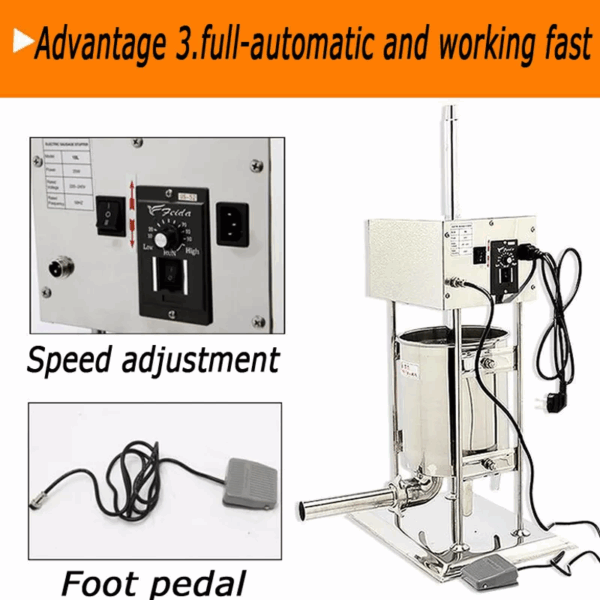 Generic Commercial Electric Automatic Sausage Filler Stuffer Machine 10L