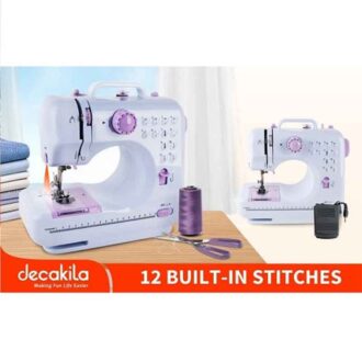 Decakila Sewing Machine With 12 Built-in Stitch Patterns 4 AA Batteries Double Thread Double Speed KUTT031W