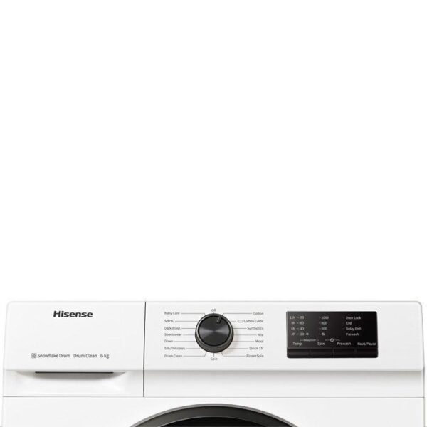 Hisense Washing Machine 7kg Front Load with Inverter, LED Display, Snowflake Drum, Delay Wash, White WFQP7012VM