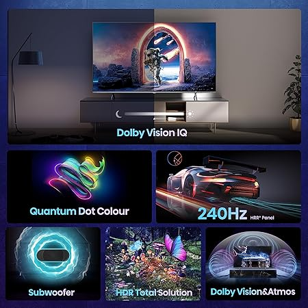 Hisense 55" Smart UHD 4K Quantum ULED TV with Dolby Vision Atmos, HDR 10+, 240Hz HRR Panel, 4K Resolution, Channel Speakers with Sub Woofer , Dolby Audio Sound 55E7K