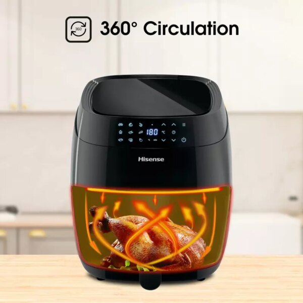 Hisense Digital Air Fryer 3.5L 1400W, LED Digital Control Panel, Adjustable Thermostat, Non Stick Basket, Overheat Protection, 9 Pre Setting Cooking Programs H04AFBK1S1
