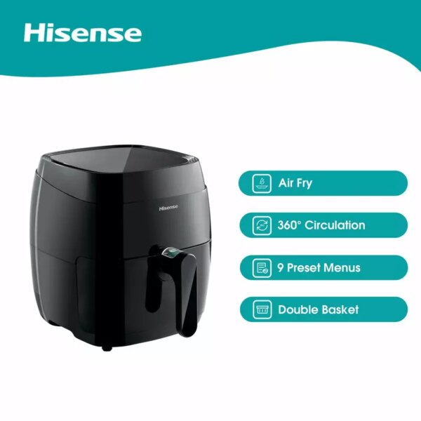Hisense Digital Air Fryer 3.5L 1400W, LED Digital Control Panel, Adjustable Thermostat, Non Stick Basket, Overheat Protection, 9 Pre Setting Cooking Programs H04AFBK1S1