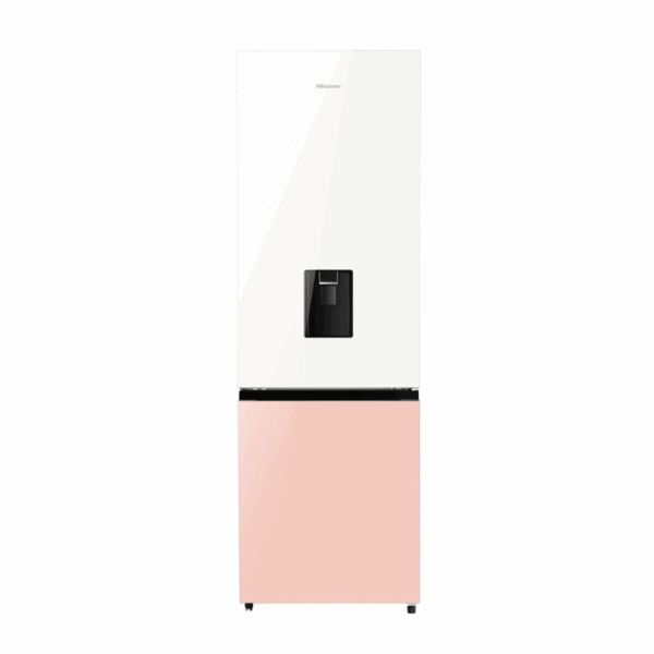 Hisense Refrigerator 350L Bottom Freezer A+ Energy Efficiency Class, Non Plumbed Water Dispenser, Reversible Door White & Pink H450BDP-WD