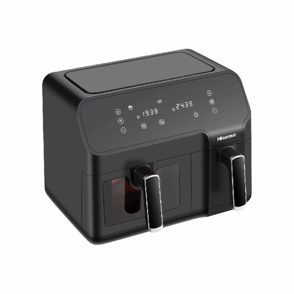 Hisense Dual Air Fryer 8.6L with LED Touch Control Panel, Two Cooking Basket 5.3L & 3.3L, Black H09AFBK2S5