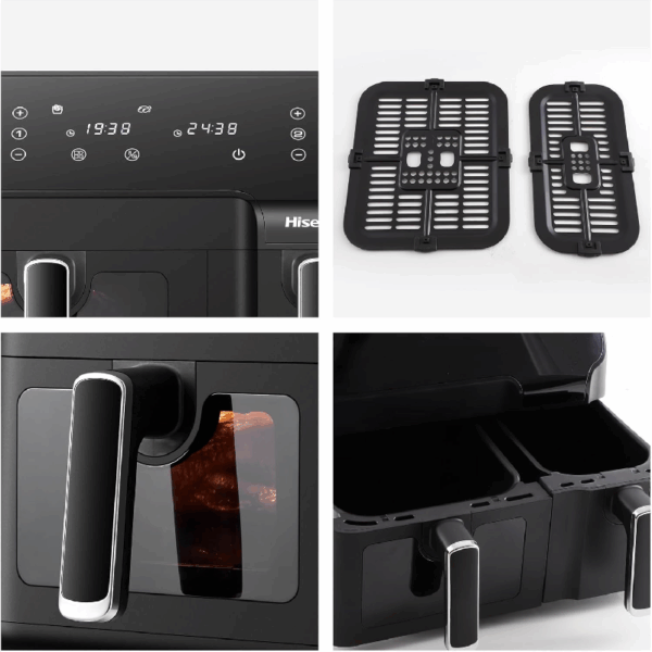 Hisense Dual Air Fryer 8.6L with LED Touch Control Panel, Two Cooking Basket 5.3L & 3.3L, Black H09AFBK2S5