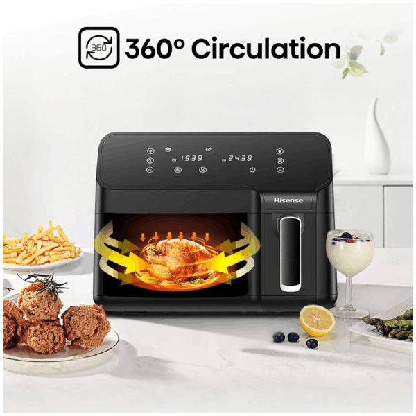 Hisense Dual Air Fryer 8.6L with LED Touch Control Panel, Two Cooking Basket 5.3L & 3.3L, Black H09AFBK2S5