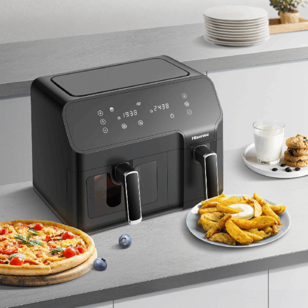 Hisense Dual Air Fryer 8.6L with LED Touch Control Panel, Two Cooking Basket 5.3L & 3.3L, Black H09AFBK2S5