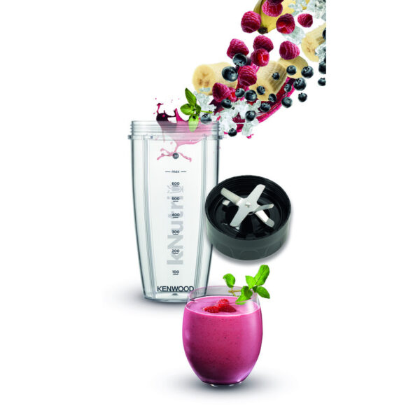Kenwood Personal Blender 600W Smoothie Blender/Smoothie Maker 600W with 2 x 700ml & 600ml Tritan Smoothie2Go Bottle and Lid Ice Crush Function BSP70.180SL