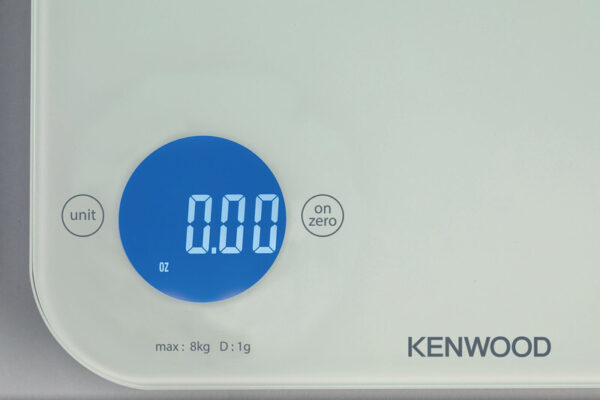 Kenwood Digital Kitchen Scale With 6 Weighing Units 3mm Tempered Glass Touch Control 3 Aaa Batteries Tare/Zero Function Auto Shut-Off White1G-8Kg Capacity WEP50.000WH