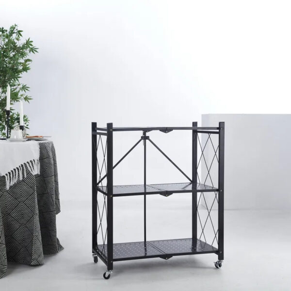 Nadstar Storage Rack Stainless Steel 3 Layers With Wheels Foldable HP95-776H