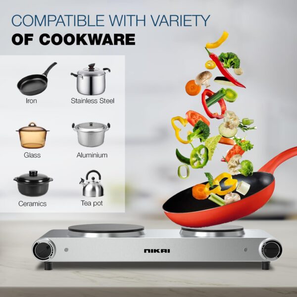 Nikai Double Hot Plate - Twin Cooktop 2500W Power Adjustable Thermostat Overheat Pro