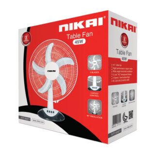 Nikai Table Fan 16" 41W High Performance Copper Motor Wide Angle Horizontal Oscillation 5 Leaf “AS” Transparent Blades NTF1638T1