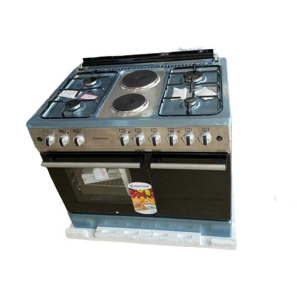Westpoint Cooker 90 x 60 4 Gas Burners 2 Electric Plate Electric Oven + Gas Compartment Inox WCER9642E8XBO