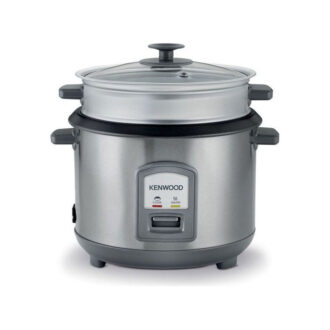 Kenwood 2-in-1 Rice Cooker 1.8L 10-Cups Rice with Food Steamer Basket Non-Stick Cooking Pot Temepered Glass Lid Warm/Cook Lights Spatula Holder Detachable Cord RCM45.000SS
