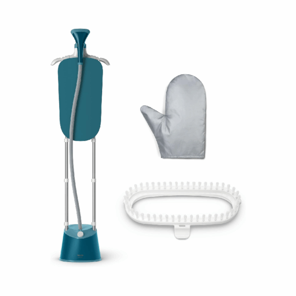 Philips Garment Steamer 1000 Series 1800W with 2 Poles, Integrated Stylemat, 1.8L Detachable Tank, 3 Steam Settings, 36 g/min, Hanger, Brush, Glove STE1040/26