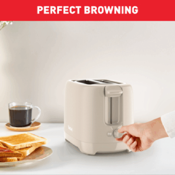 Tefal Morning 2 Slot Toaster 850W with Bun Warmer 7 Browning Levels Stop Function Plastic Body TT2M1B27