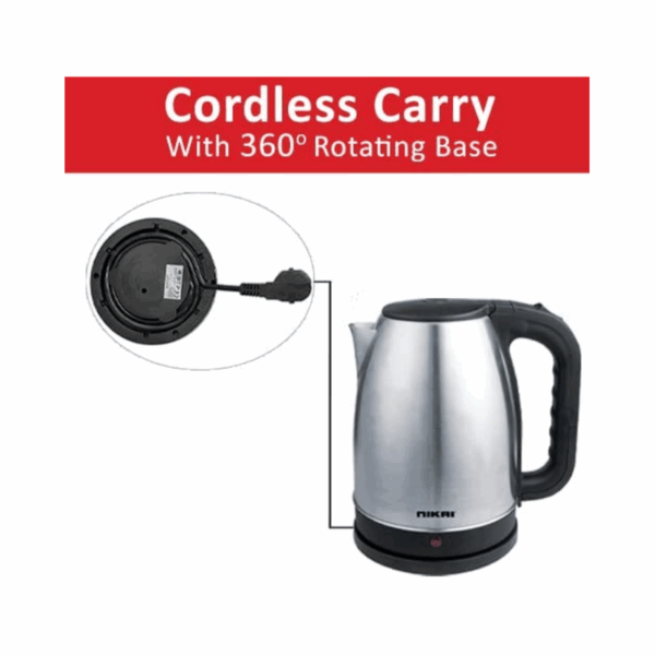 Nikai Electric Kettle 1.7L Stainless Steel 2200W With Filter And Boil Dry Protection With Auto-Shut Lid NK420A