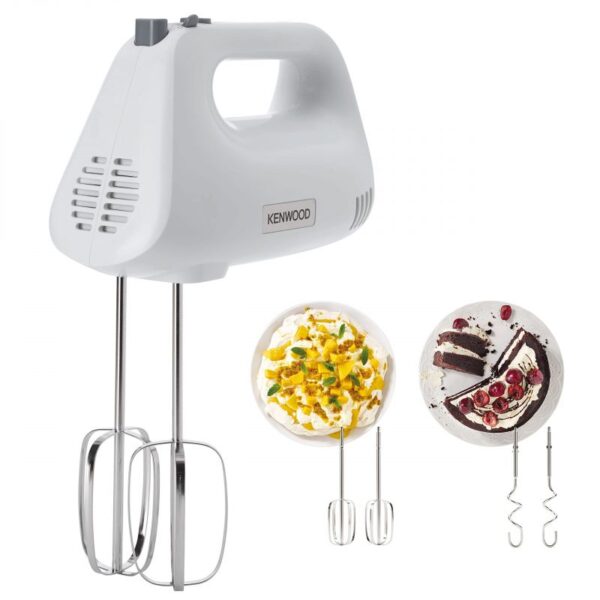 Kenwood Hand Mixer (Electric Whisk) 450W With 5 Speeds + Turbo Button Twin Stainless Steel Kneader And Beater For Mixing Whipping Whisking Kneading HMP30.A0WH