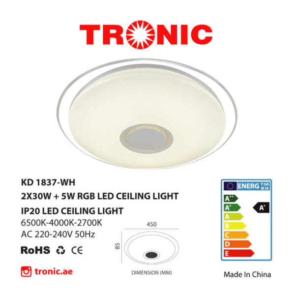 Tronic Remote Control Changeable (3 Shades) Light with Inbuilt Bluetooth Speaker