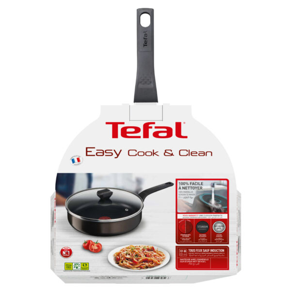 Tefal Easy Cook Sautepan 26CM + Lid Suitable for All Heat Sources Except Induction Non-Stick Coating Made in France B5543302