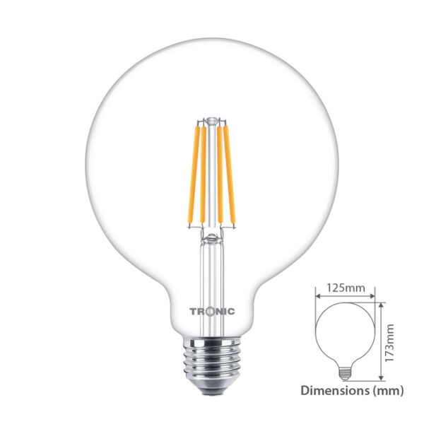 Tronic E27 LED Warm White Globe Filament Bulb
