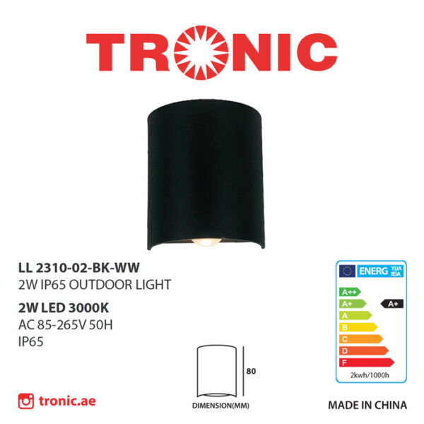 Tronic Rectangular-shaped Curved Up & Down COB Wall Light