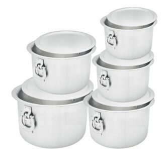 Nadstar Aluminium Sufuria 5pcs with Lid & Handle 55L 65L 75L 85L 100L Cookware Set Tope Cooking Pot for Commercial Use - Gauge 7 Kitchen Heavy Duty Tapela