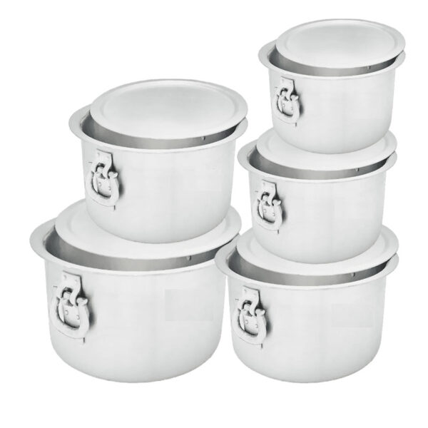 Nadstar Aluminium Sufuria 5pcs with Lid & Handle 55L 65L 75L 85L 100L Cookware Set Tope Cooking Pot for Commercial Use - Gauge 7 Kitchen Heavy Duty Tapela