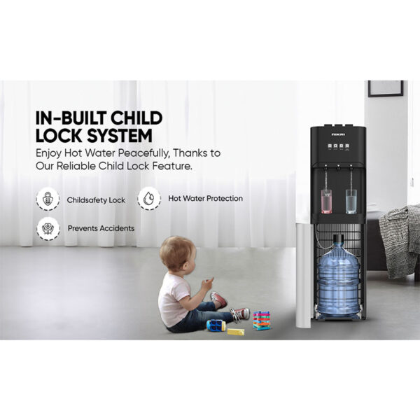 Nikai Water Dispenser 3 Tap/Faucet Bottom Loading Water Dispenser Instant Hot/Cold/Room Temperature Water Dispenser Child Safety Lock Stainless Steel Reservoir Ideal for Home and Office Silver/Black - NWD4000BS