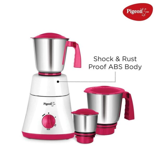 Pigeon Mixer Grinder 550w ABS 10500RPM with 3 Stainless Steel Jars for Dry Grinding & Wet Grinding Classic Pro