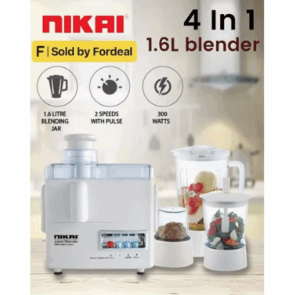 Nikai Juicer and Blender 4in1 300W 1.6L Juicer Blender Meat Chopper Grinder & Pulse Powerful Motor With Thermostat NFP1724N