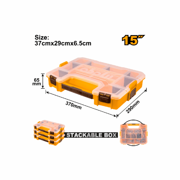 Ingco Plastic Stackable Screw Box Organizer 370 x 290 x 65mm PBX1511