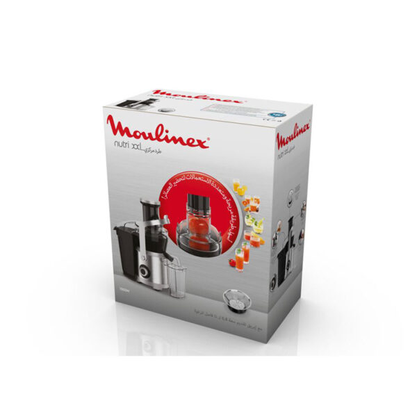 Moulinex Juicer 1000W Nutri XXL Easy-to-Use Juice Extractor XXL Feeding Tube Full Fruit Insertion Drip-Stop Protection 2 Speeds 2.2 L Pulp Container 0.8 L Juice Container JU660D27