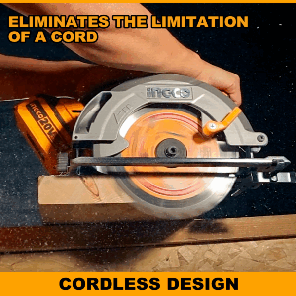 Ingco Cordless Circular Saw 20V with Brushless Motor & Adjustment Settings CSLI18511