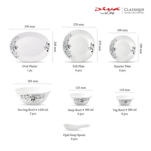 La Opala Dinner Set Mystrio Black Classique 20 Pieces LM020