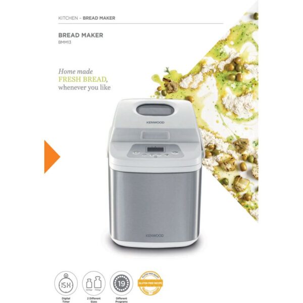 Kenwood Bread Maker 19-in-1 Multifunctional Automatic Fresh Bread Making Machine with Digital Timer 19 Different Programs BMM13.000WH